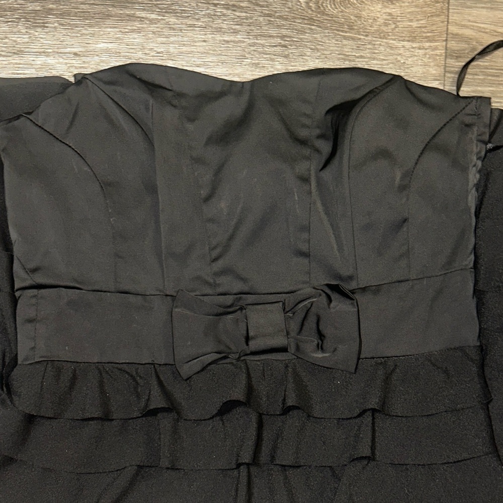 HnM Thrifted Black Tiered Corset Style Strapless Mini Dress